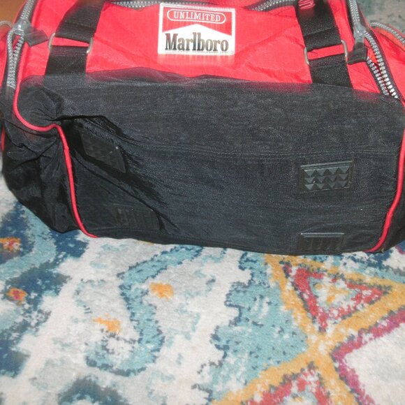 Vintage Collectible 90s Marlboro Unlimited Red & Black Duffel Bag Multi Pockets - Picture 7 of 8
